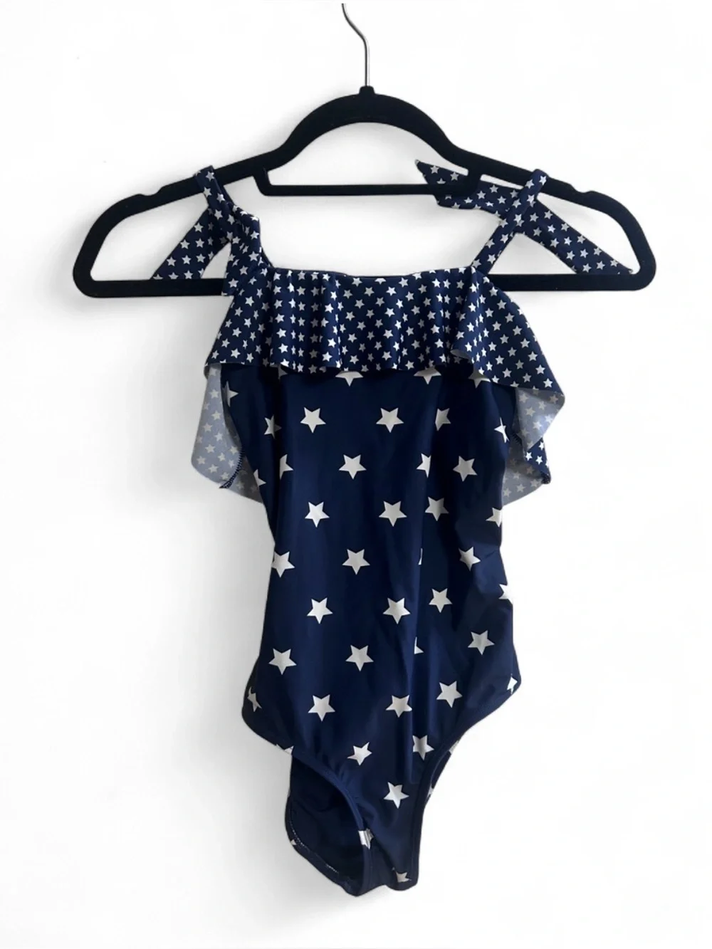 Girls Navy Star Ruffle One-Piece Swimsuit